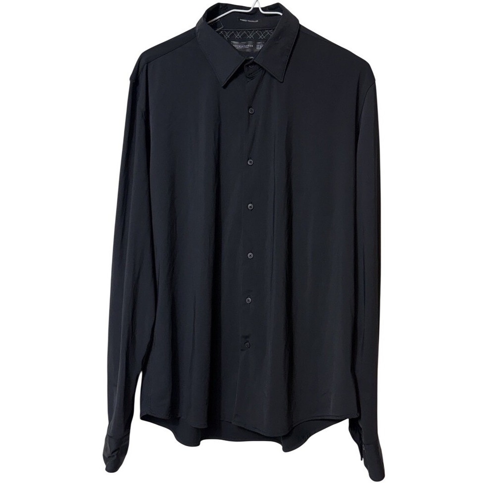 Denim & Flower Hybrid Traveller Shirt Mens L Black Nylon Lycra Tech Stretch